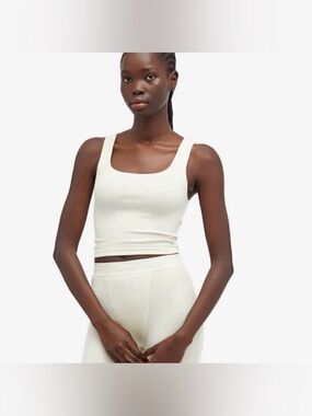 SKIMS Cotton Rib Crop Tank & Boxer Set - M- Bone